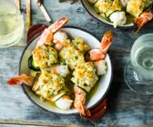 Gratinierte Zucchini-Garnelen-Röllchen