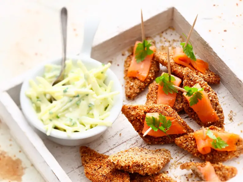 Mini-Sellerieschnitzel mit Räucherlachs