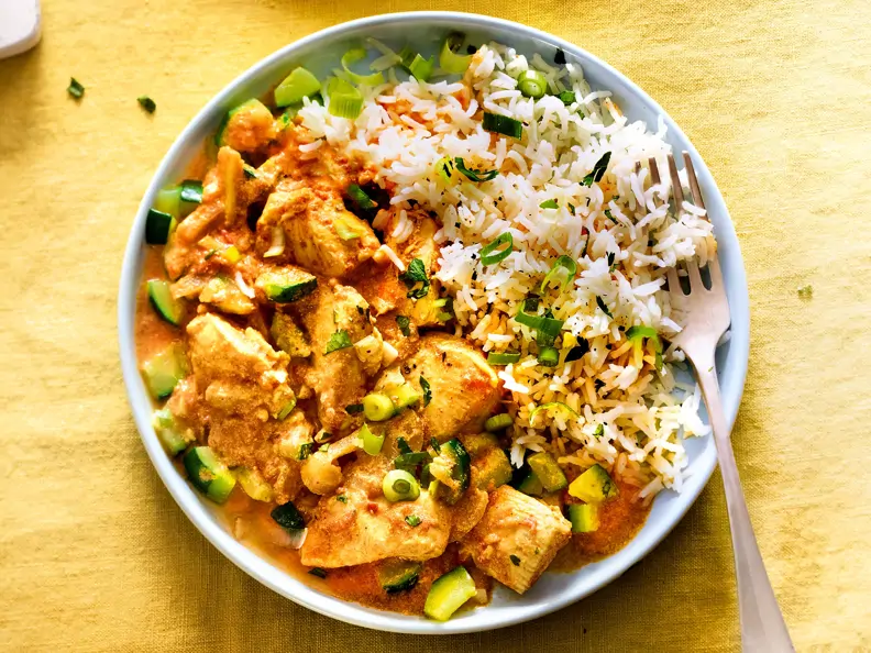 Hähnchen-Tikka-Masala mit Reis