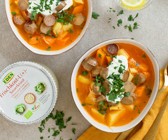 Sauerkraut-Kartoffel-Eintopf mit Veggie-Würstchen