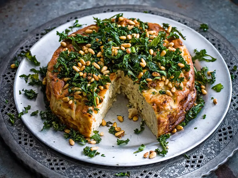 Blumenkohlkuchen mit Grünkohl