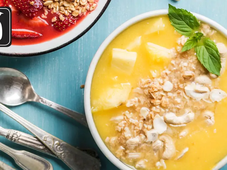 Gelbe Smoothie-Bowl mit Mango für den Thermomix
