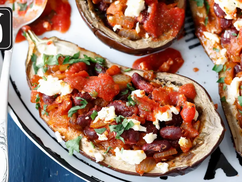 Gefüllte Auberginen mit Tomaten und Feta für den Thermomix