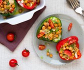 Gefüllte Paprika mit Reis und Kichererbsen