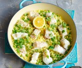Risotto mit Fisch und Erbsen