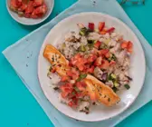 Risotto mit Lachs und Erdbeeren