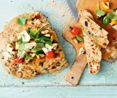 Oliven-Focaccia mit Grillgemüse