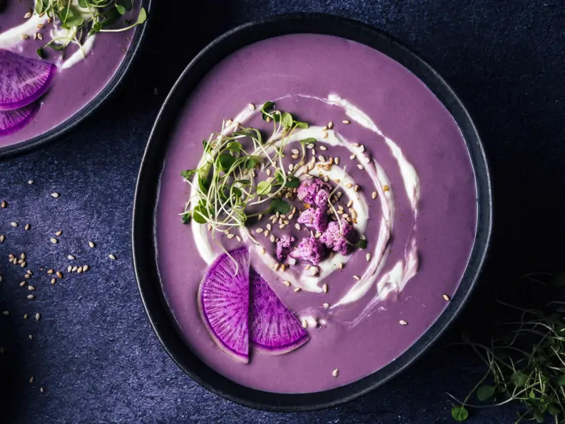 Süßkartoffel-Blumenkohl-Suppe mit Za’atar