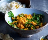 Spinat-Linsen-Dal mit Basmatireis