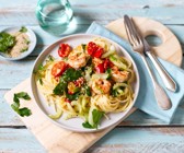 Spaghetti mit Garnelen und Pak Choi