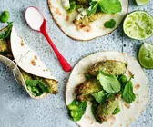 Falafel mit Tahini-Joghurt auf Tortillas