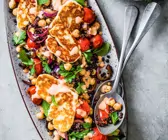 Linsen-Kichererbsen-Salat mit Halloumi