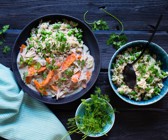 Jackfruit-Frikassee mit Erbsenreis