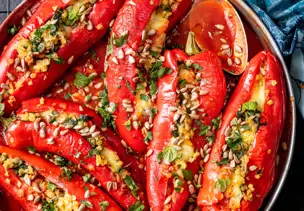 Gefüllte Paprika mit Linsen