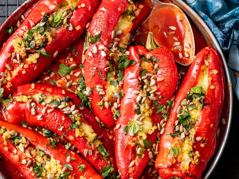 Gefüllte Paprika mit Linsen
