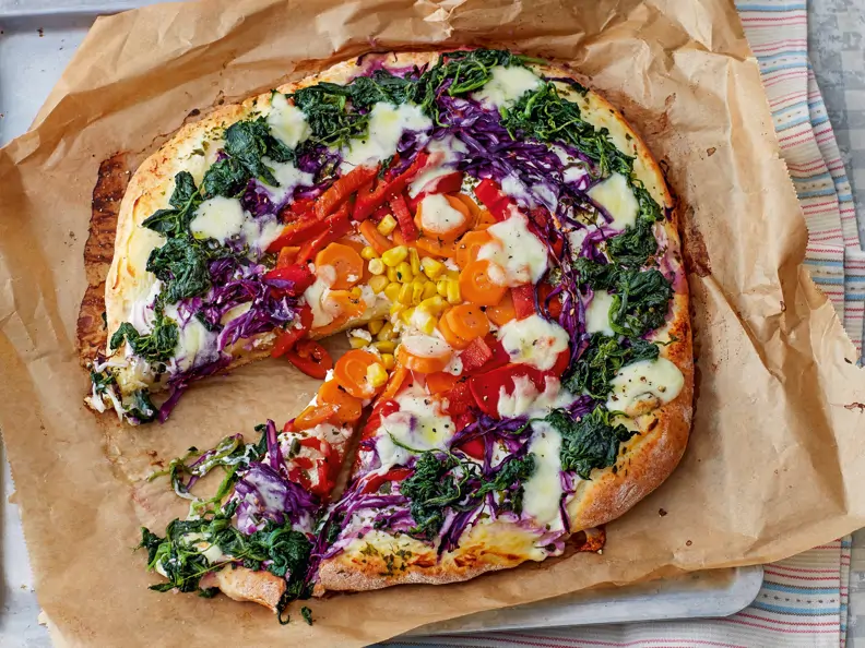 Regenbogen-Pizza