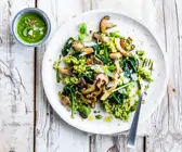 Pilz-Spinat-Pfanne mit Perlgraupen