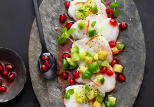 Seeteufel-Carpaccio mit Avocado