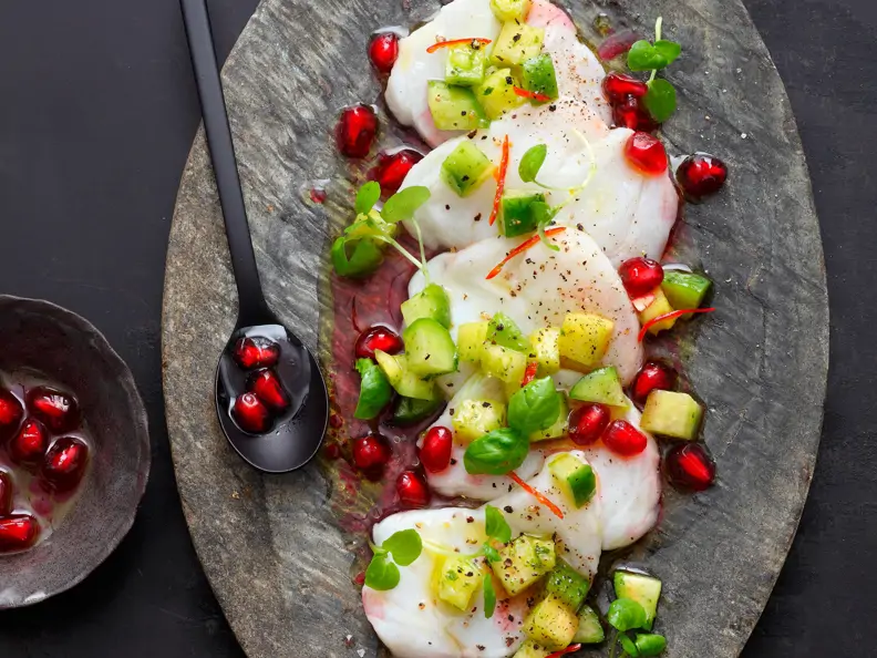 Seeteufel-Carpaccio mit Avocado