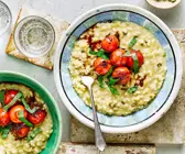 Risotto mit Cheddar und Balsamico-Tomaten