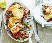 Halloumi auf Linsen-Kichererbsen-Rote-Bete-Salat