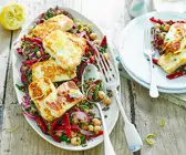 Halloumi auf Linsen-Kichererbsen-Rote-Bete-Salat