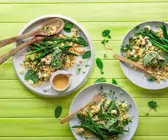 Bohnen und Hirse mit Kichererbsen-Dressing
