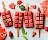 Erdbeer-Wassermelonen-Eis mit Minze