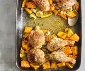 Huhn mit Kürbis und Lauch