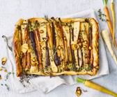 Filoteig-Tarte mit Wurzelgemüse und Ziegenkäse