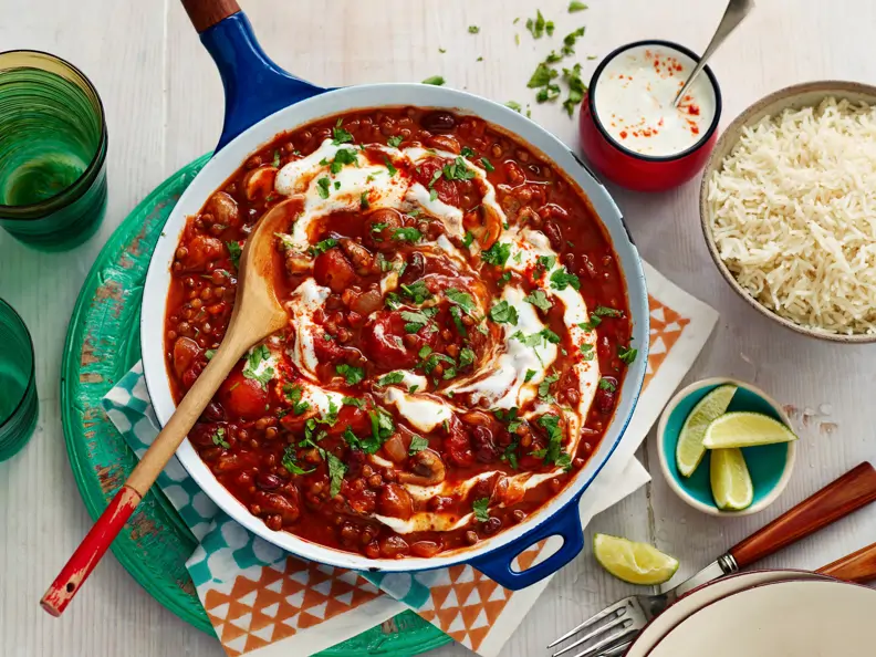 Vegetarisches Chili mit Reis