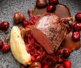 Rehrücken mit Cranberrys und Maronen