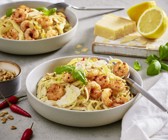 Pikante Garnelen auf Zitronenpasta