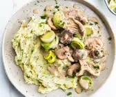 Pilzragout mit Lauch und Kartoffelpüree
