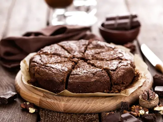 Schokoladenkuchen mit Vanillesauce