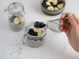 Chiapudding mit Heidelbeeren und Bananen Step 3