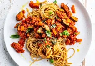 Spaghetti mit Veggie-Bolognese-Sauce