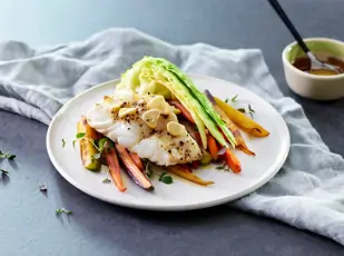 Ofengebackener Skrei mit Buttersauce und Spitzkohl