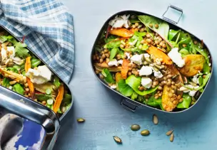 Linsen-Kürbis-Salat mit Feta