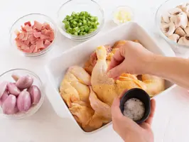 Schokoladenhuhn mit Gewürzreis Step 1