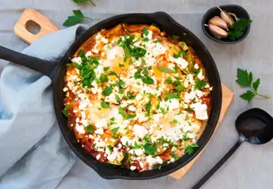Shakshuka mit Tomaten und Zucchini
