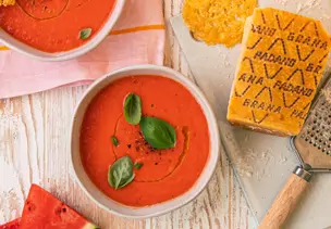 Tomaten-Melonen-Gazpacho