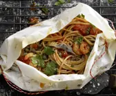 Spaghetti-Garnelen-Päckchen