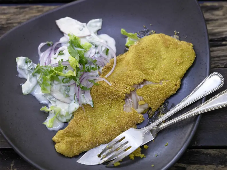 Forellenfilets in Polentakruste
