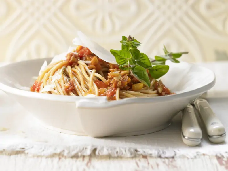 Spaghetti mit Pilz-Bolognese