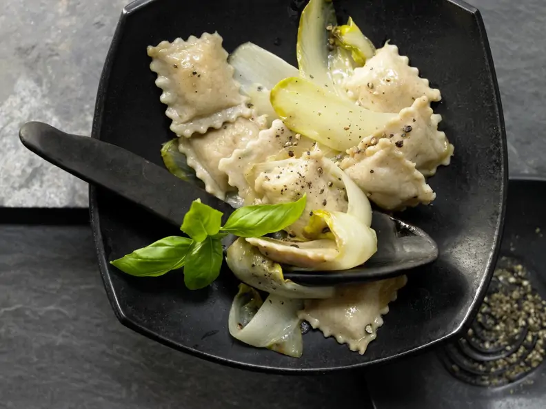 Ziegenfrischkäse-Ravioli