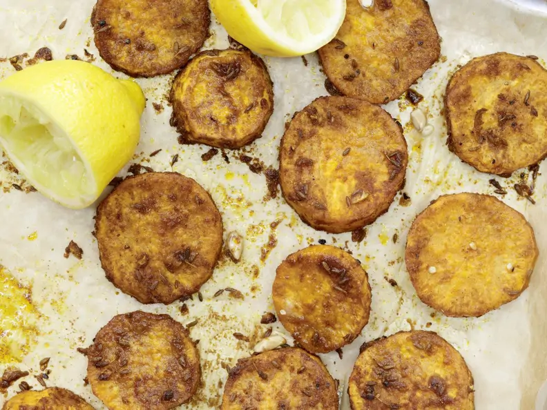 Scharfe Süßkartoffeln vom Blech