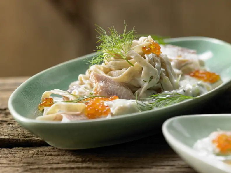 Pasta mit geräucherter Forelle