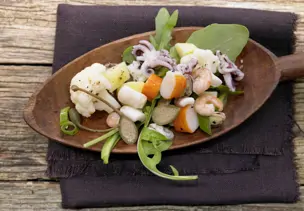 Lauwarmer Meeresfrüchtesalat