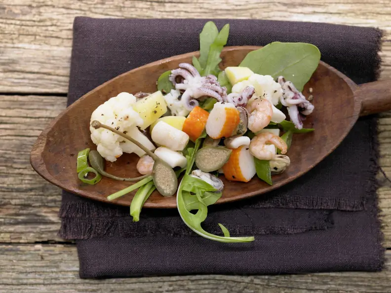 Lauwarmer Meeresfrüchtesalat
